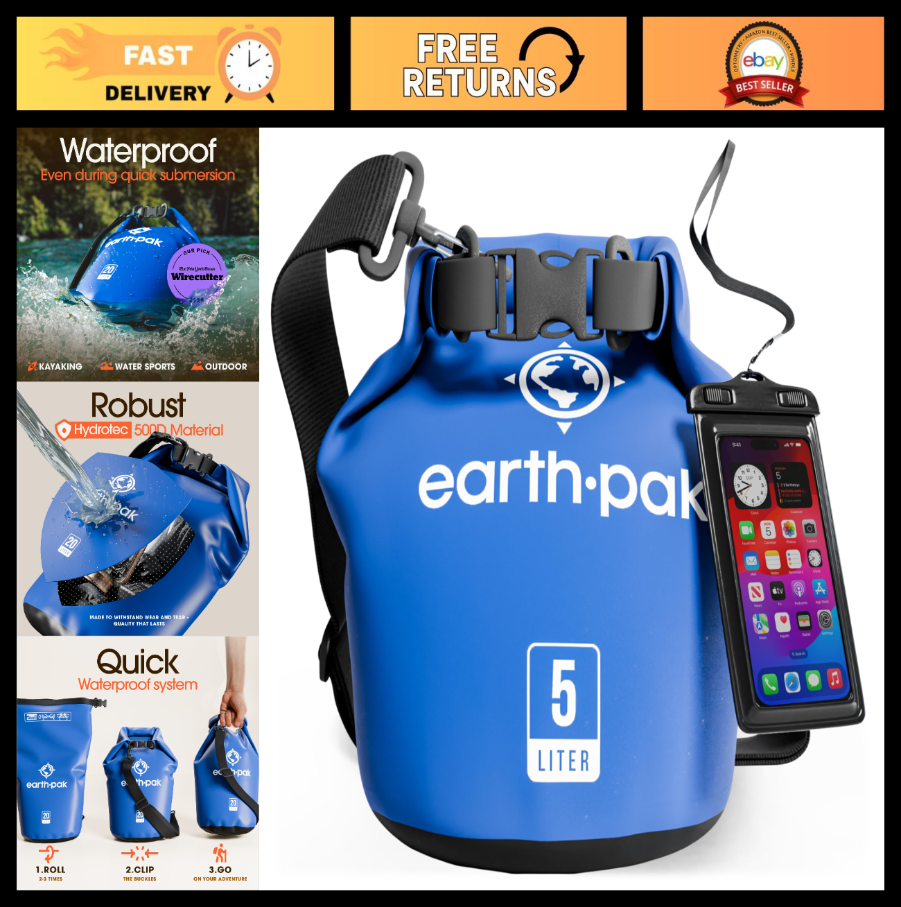 Waterproof Dry Bag Backpack   Roll Top Sack for Kayaking & Gear Storage, Include0