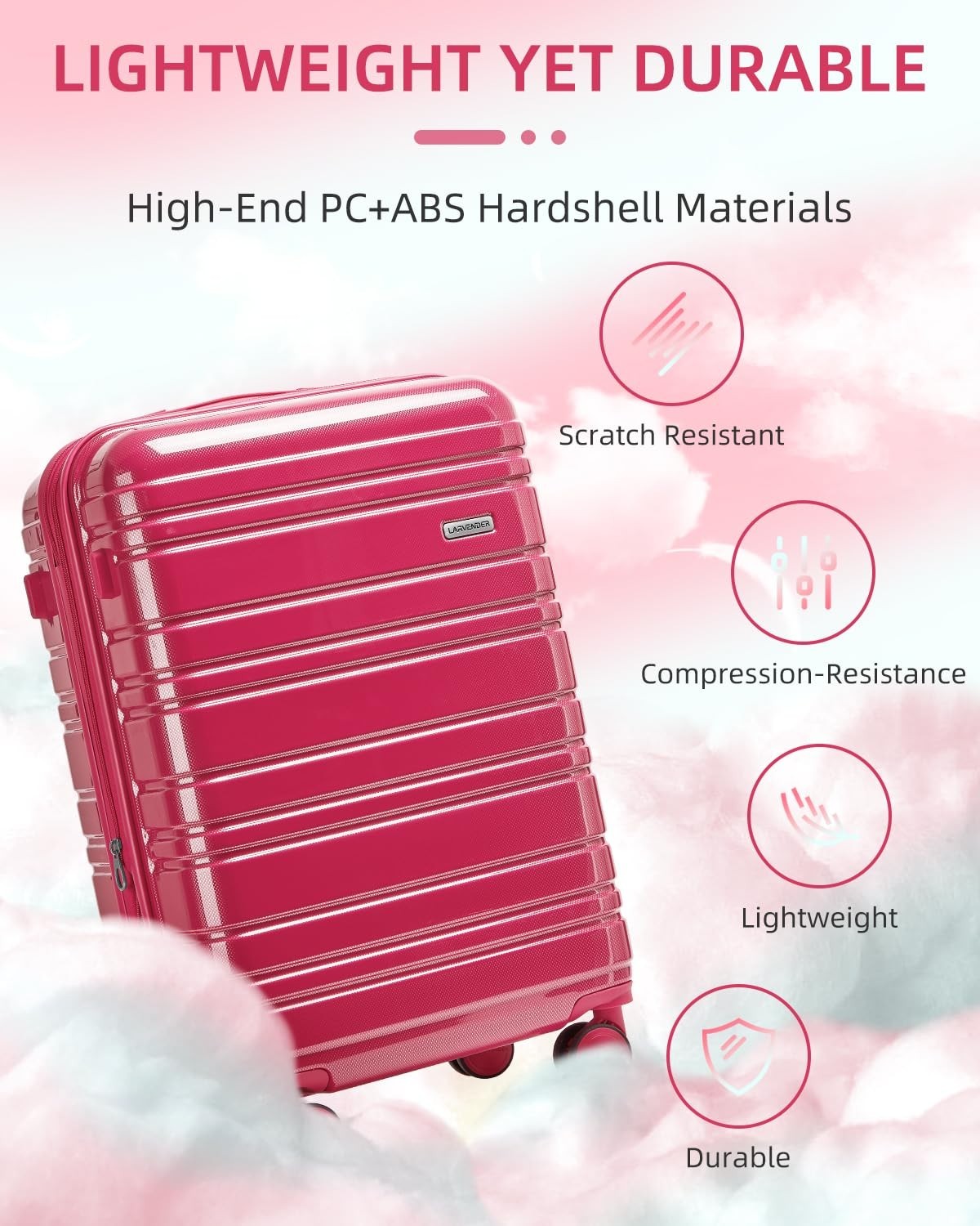 Expandable 6-Piece Luggage Set - Lightweight Hardshell Suitcases with TSA Lock,4