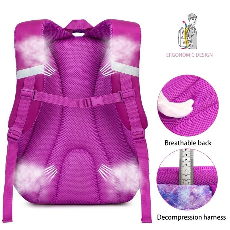 Purple Mermaid 3pcs Set   Multi Compartment Backpack, Lunch Box & Pencil Case, 14