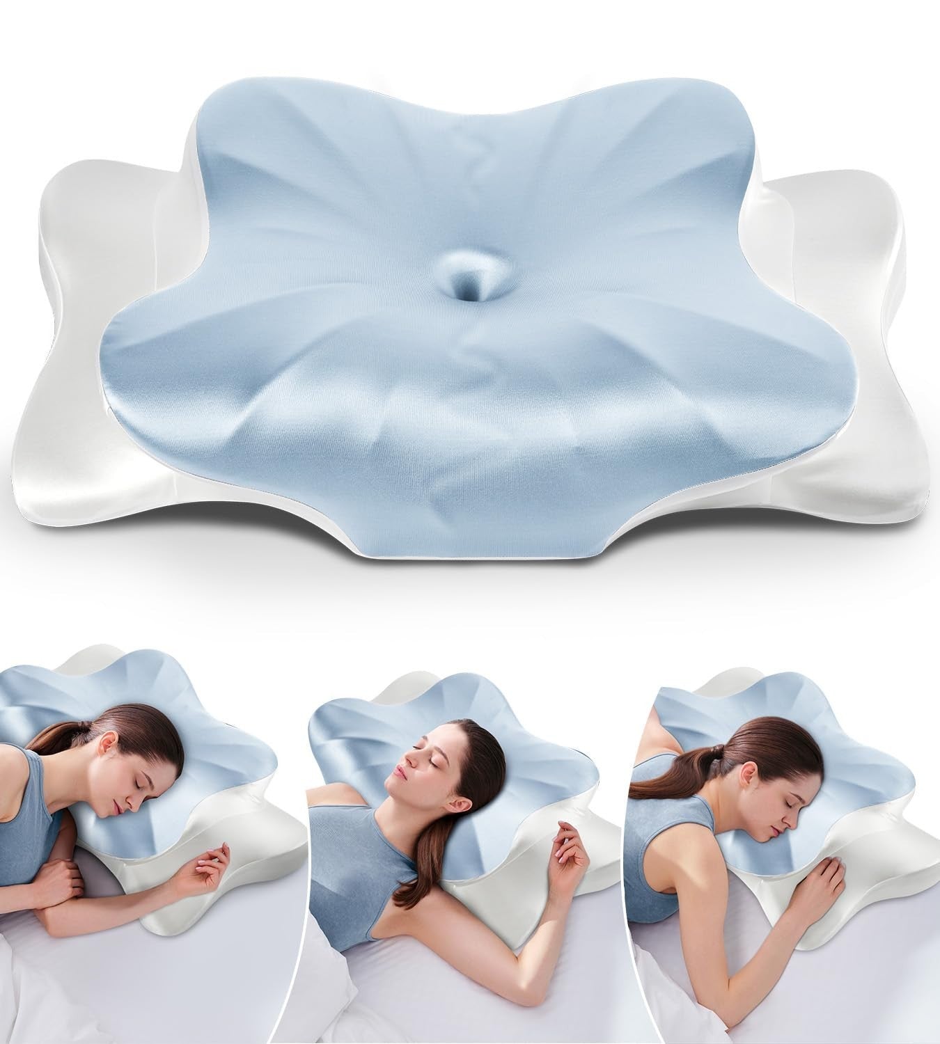 Cervical Memory Foam Pillow for Neck & Shoulder Pain Relief, Ergonomic Dual Heig1