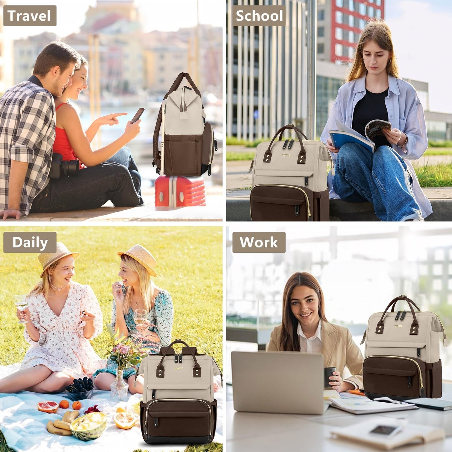 15.6" Laptop Backpack for Women   USB Charging, Large Travel Bag, College & Work6