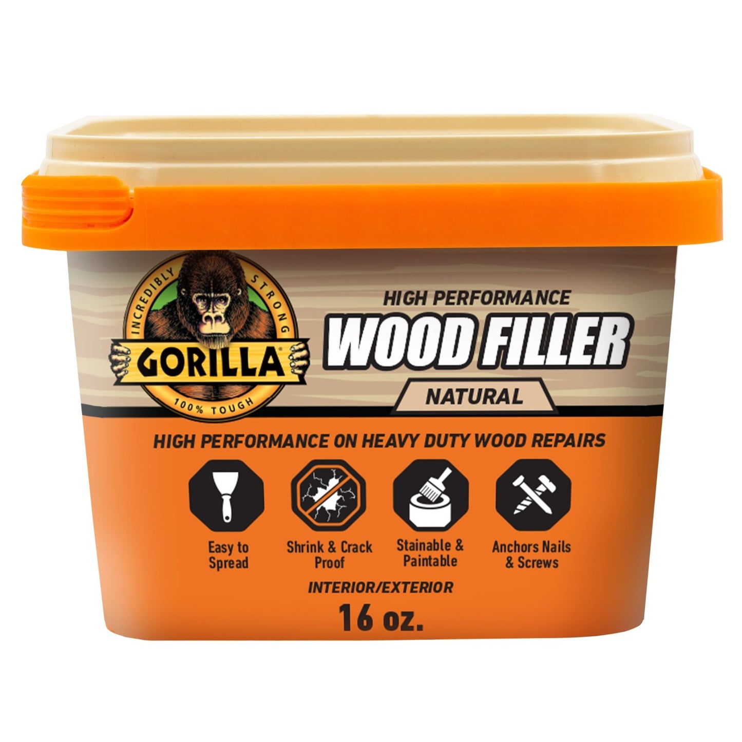 All Purpose Wood Filler 16 oz   Water Resistant, Paintable, Stainable, Sandable,1