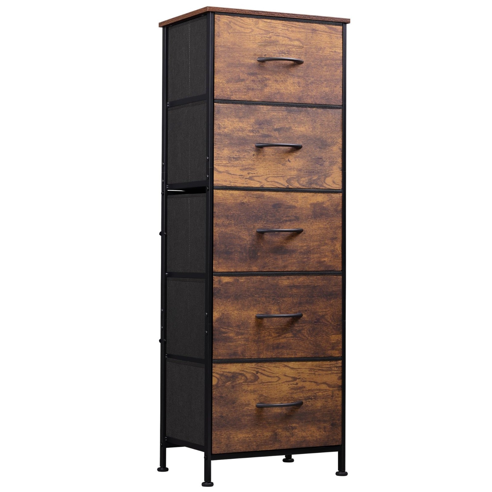 Tall Dresser for Bedroom - 5 Drawer Vertical Storage Chest, Rustic Brown, Space-1