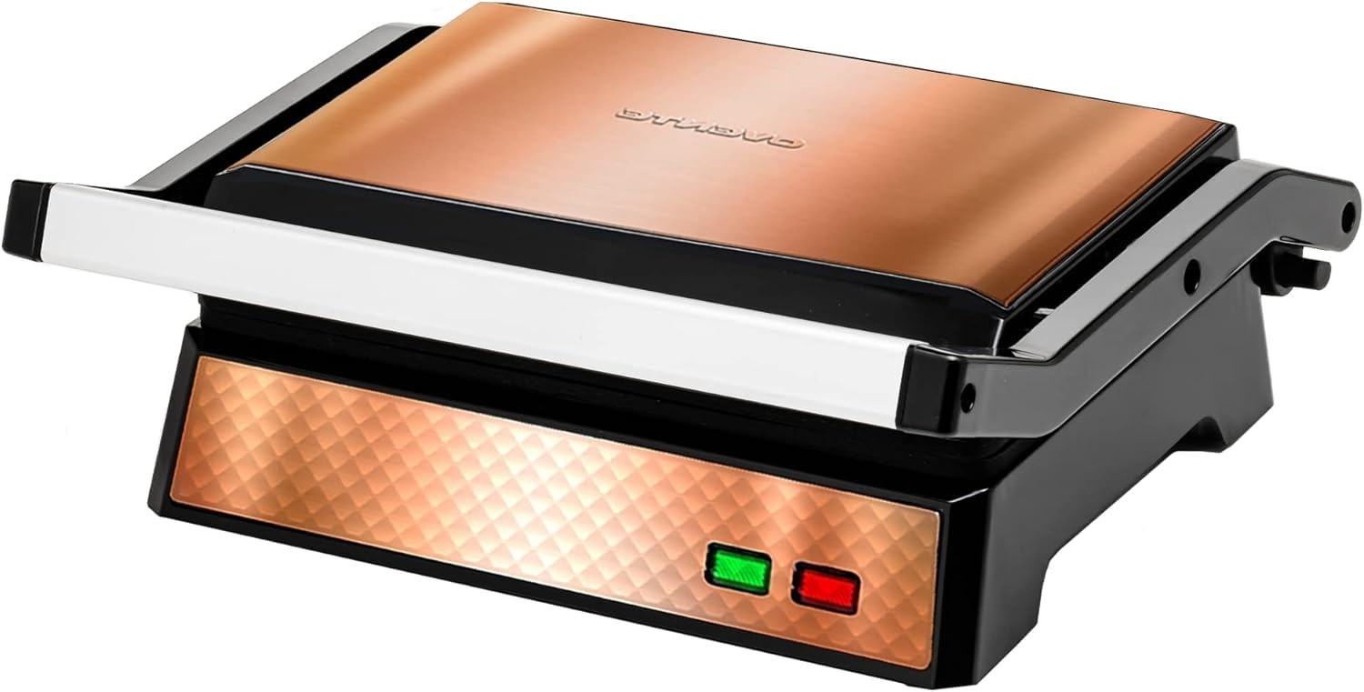Electric Panini Press Sandwich Maker - 180° Non-Stick Grill for Quesadillas, Bur6