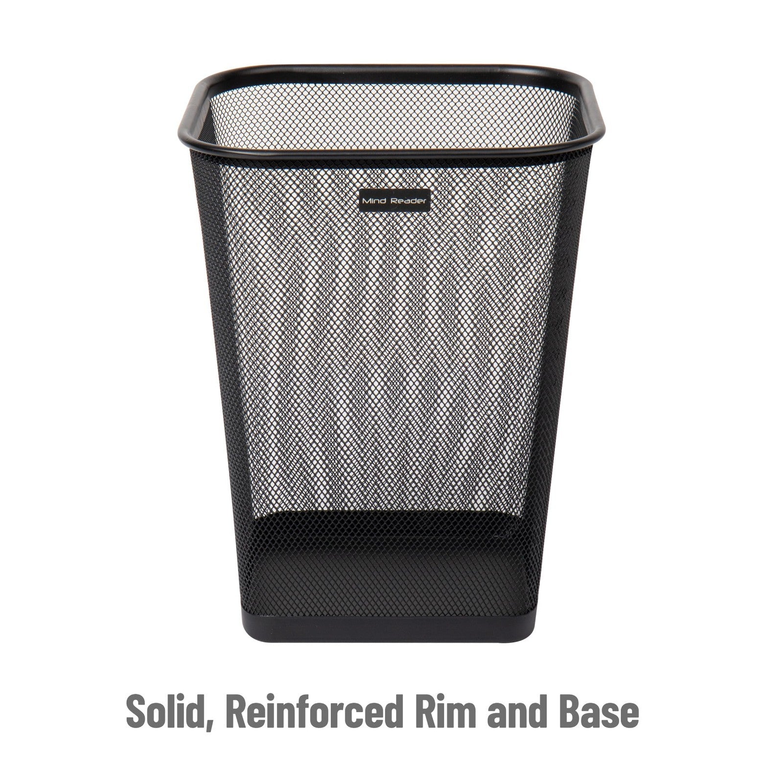 Square Metal Mesh Trash Can Set of 2 - Office Waste Paper Basket, Black 9.753