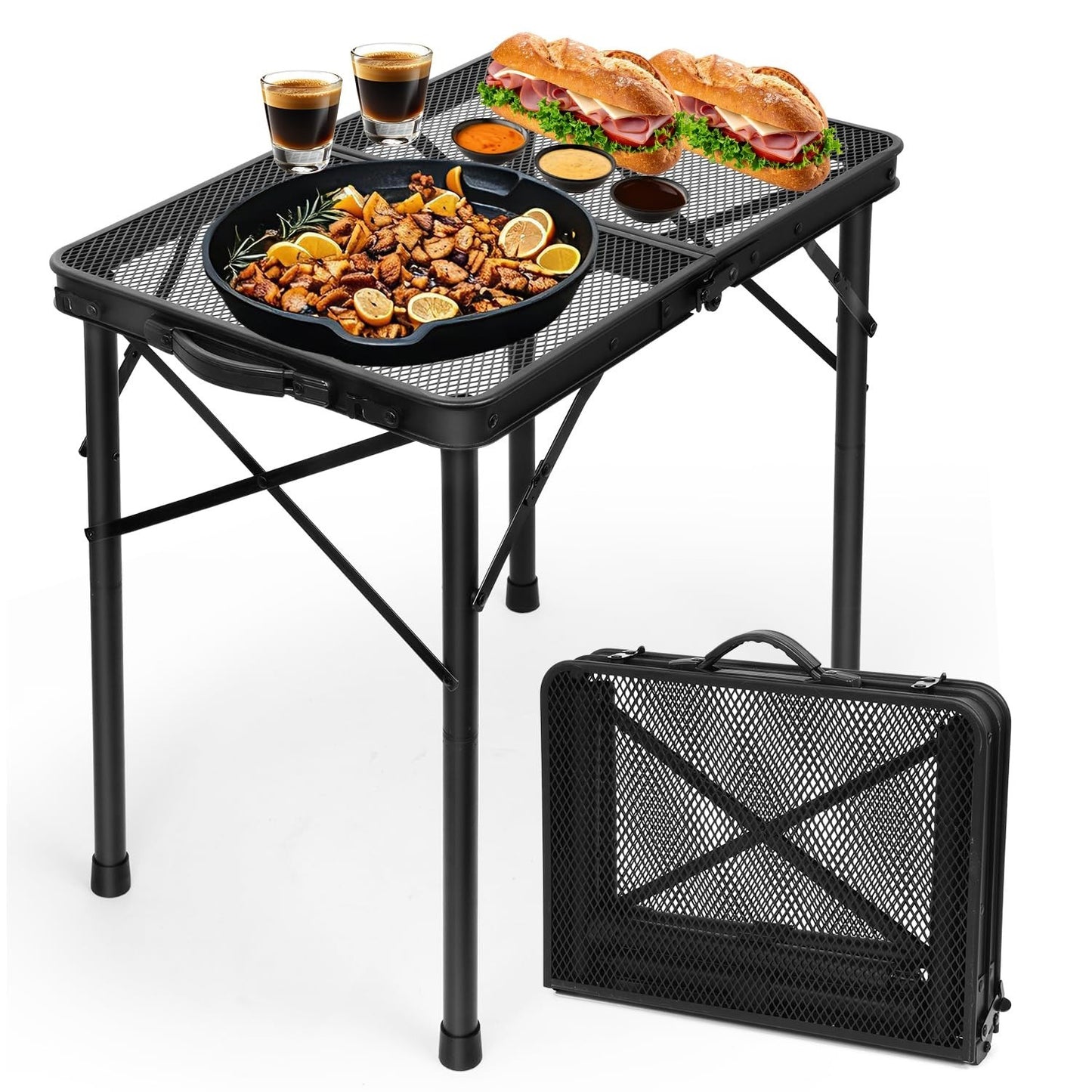 Compact Folding Table with Carry Handle, Adjustable Height 10.6–22 in, Portable8