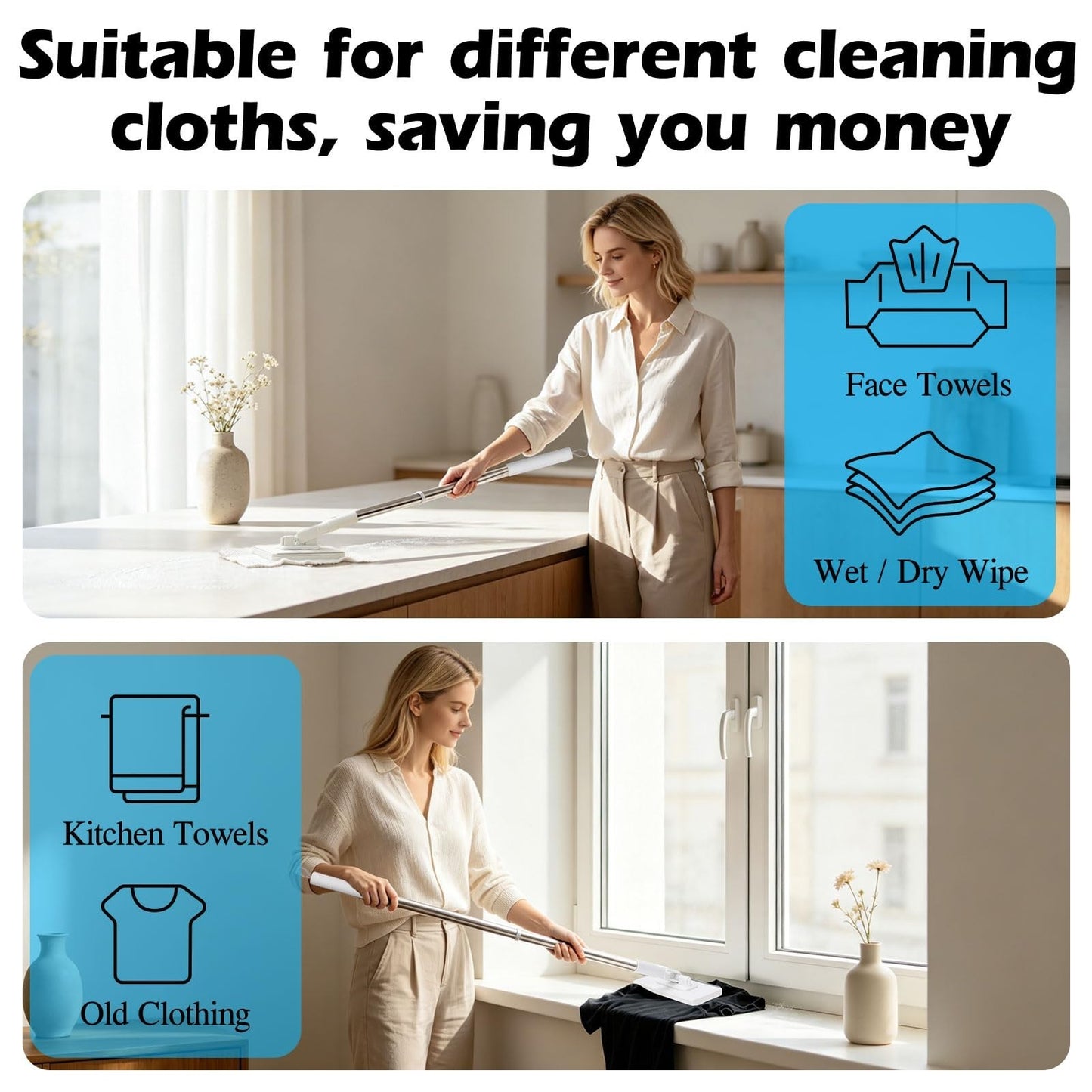 Mini Mop with Snap Grip & Zero Touch Clamp - Easy Clean Floor Mop, Lightweight5