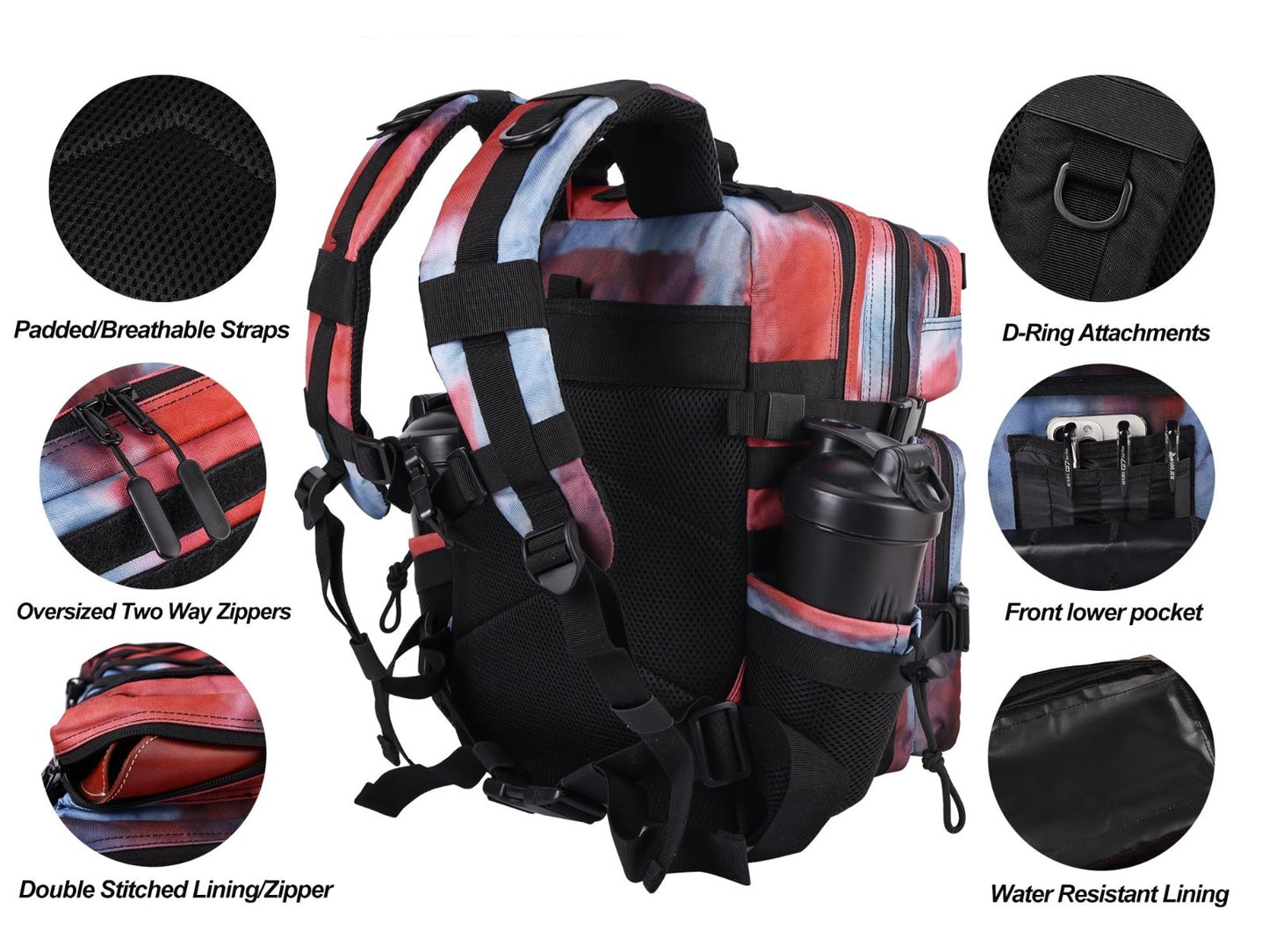 Tactical Military Backpack 25L/35L Army Assault Pack Rucksack with Bottle Holder3