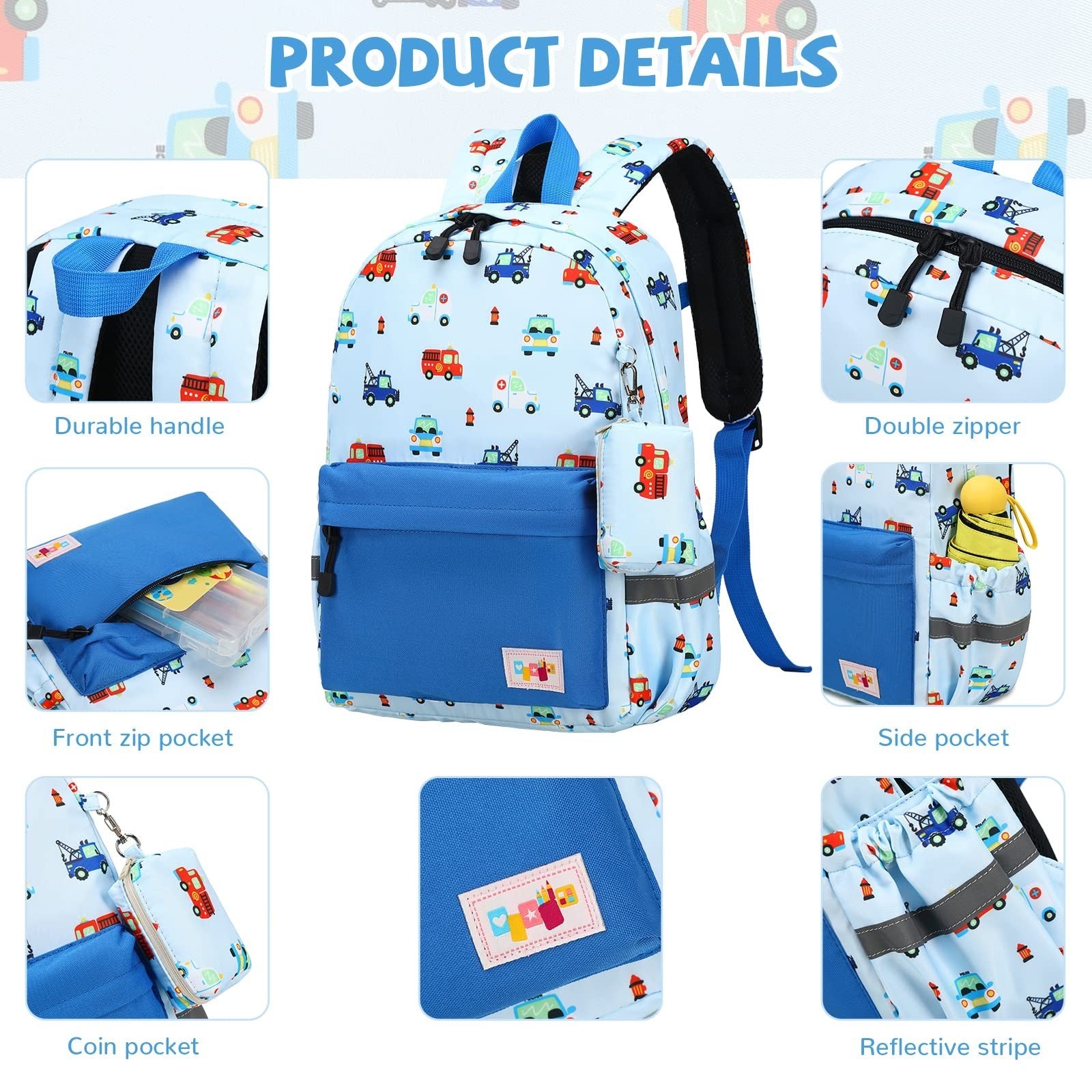 Kids Toddler Backpack with Chest Strap   Boys & Girls Durable School Bag3