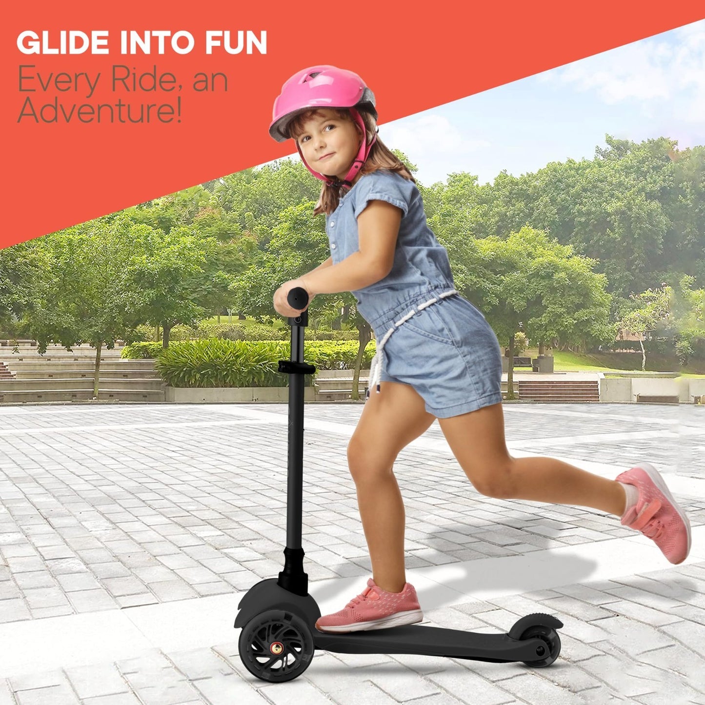 Mini 3-Wheel Kids Scooter - Lean-to-Steer, LED Light-Up Wheels, Adjustable Handl2