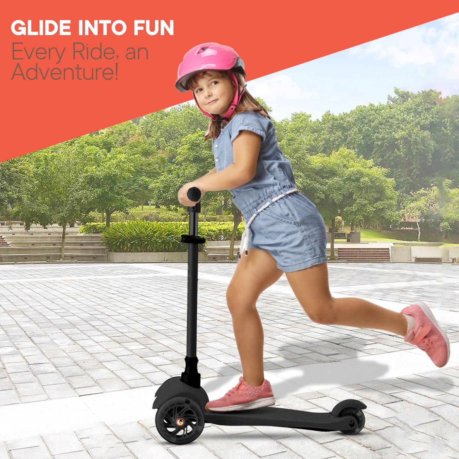 Mini 3-Wheel Kids Scooter - Lean-to-Steer, LED Light-Up Wheels, Adjustable Handl2