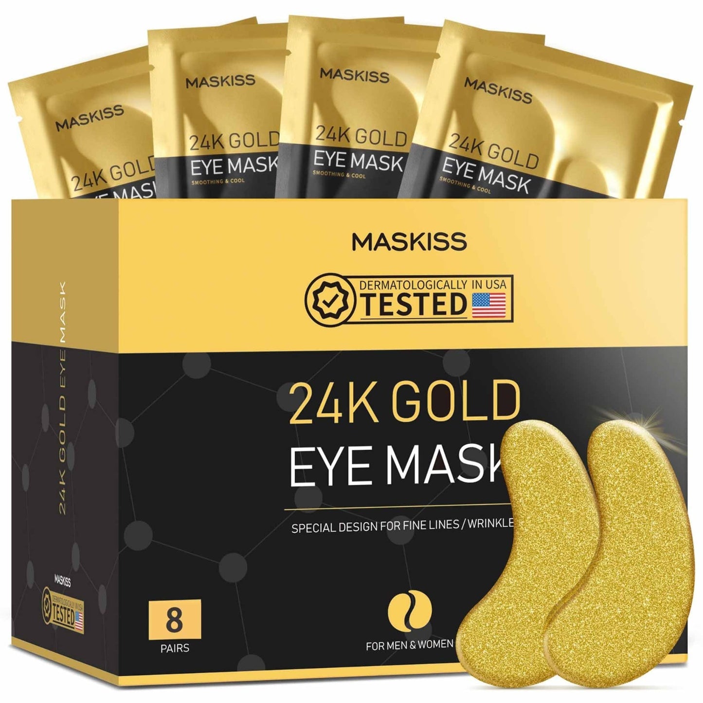 24K Gold Under Eye Patches - 8 Pairs, Collagen Eye Masks for Dark Circles & Puff1
