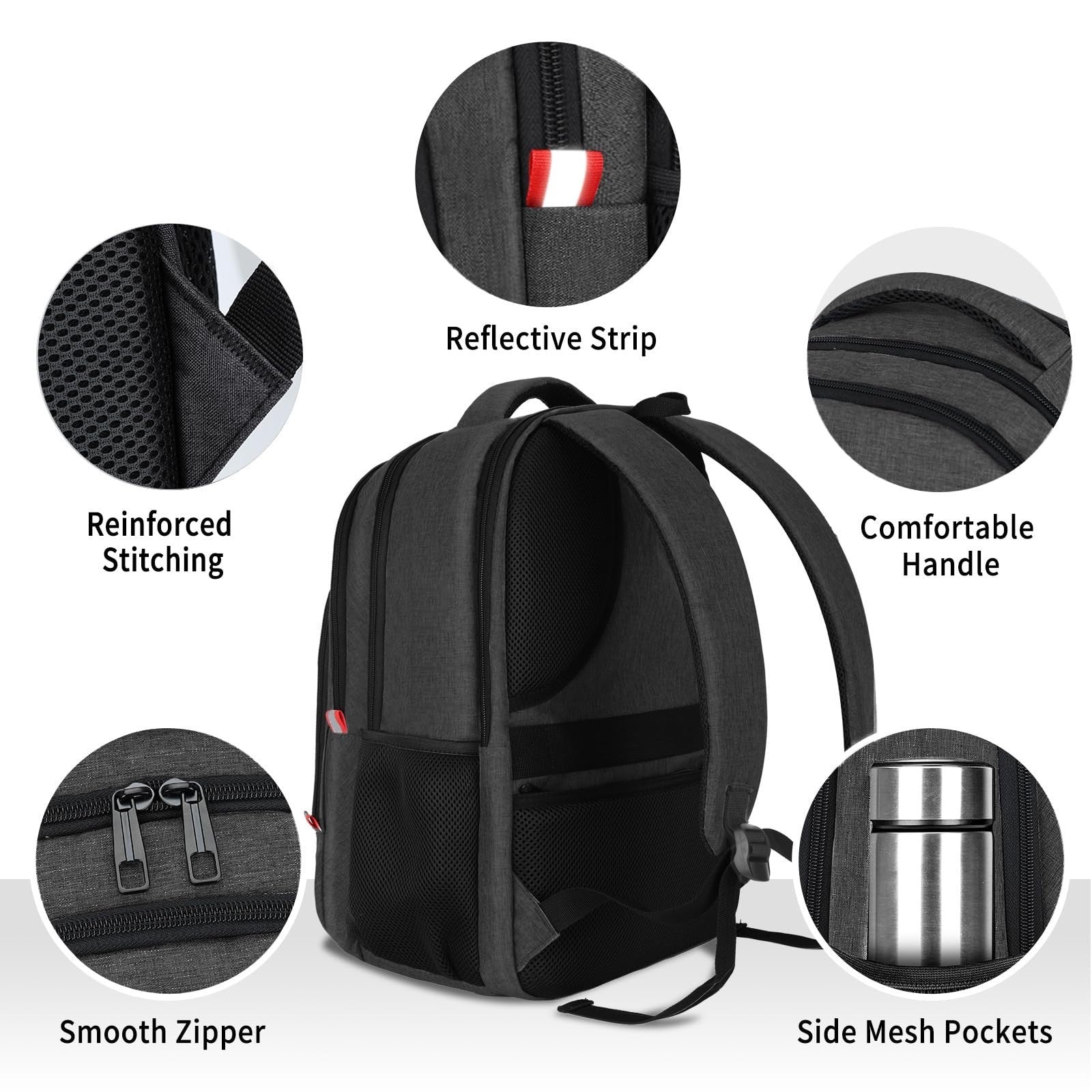 Travel Laptop Backpack for Men, Water Resistant School Bookbag, Fits 15.6" Lapto6