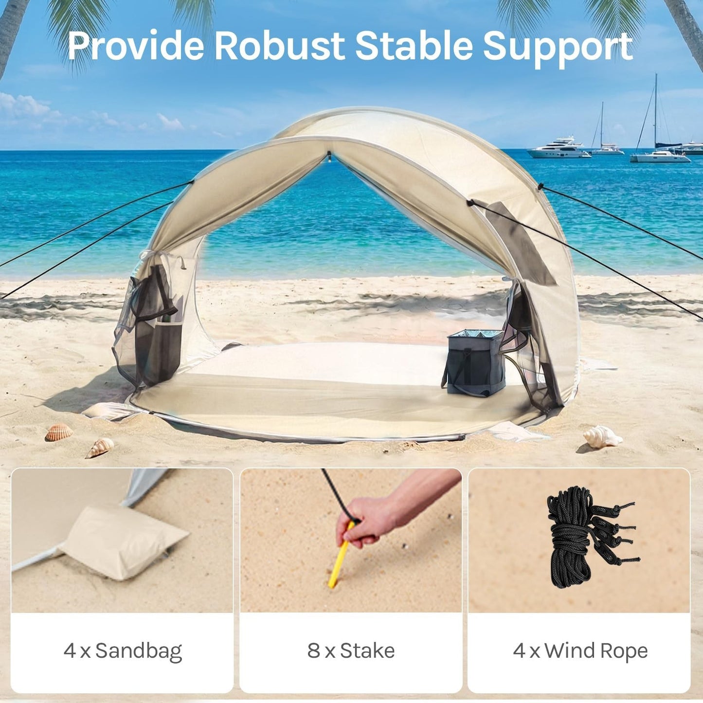 Pop Up Beach Tent Sun Shelter - UPF50+ UV Protection, Instant Setup, Portable Ca6