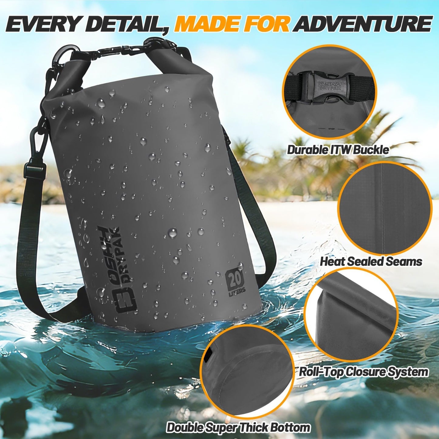 Waterproof Dry Bag - Lightweight Roll Top Backpack, 5L-40L for Travel, Kayaking,2