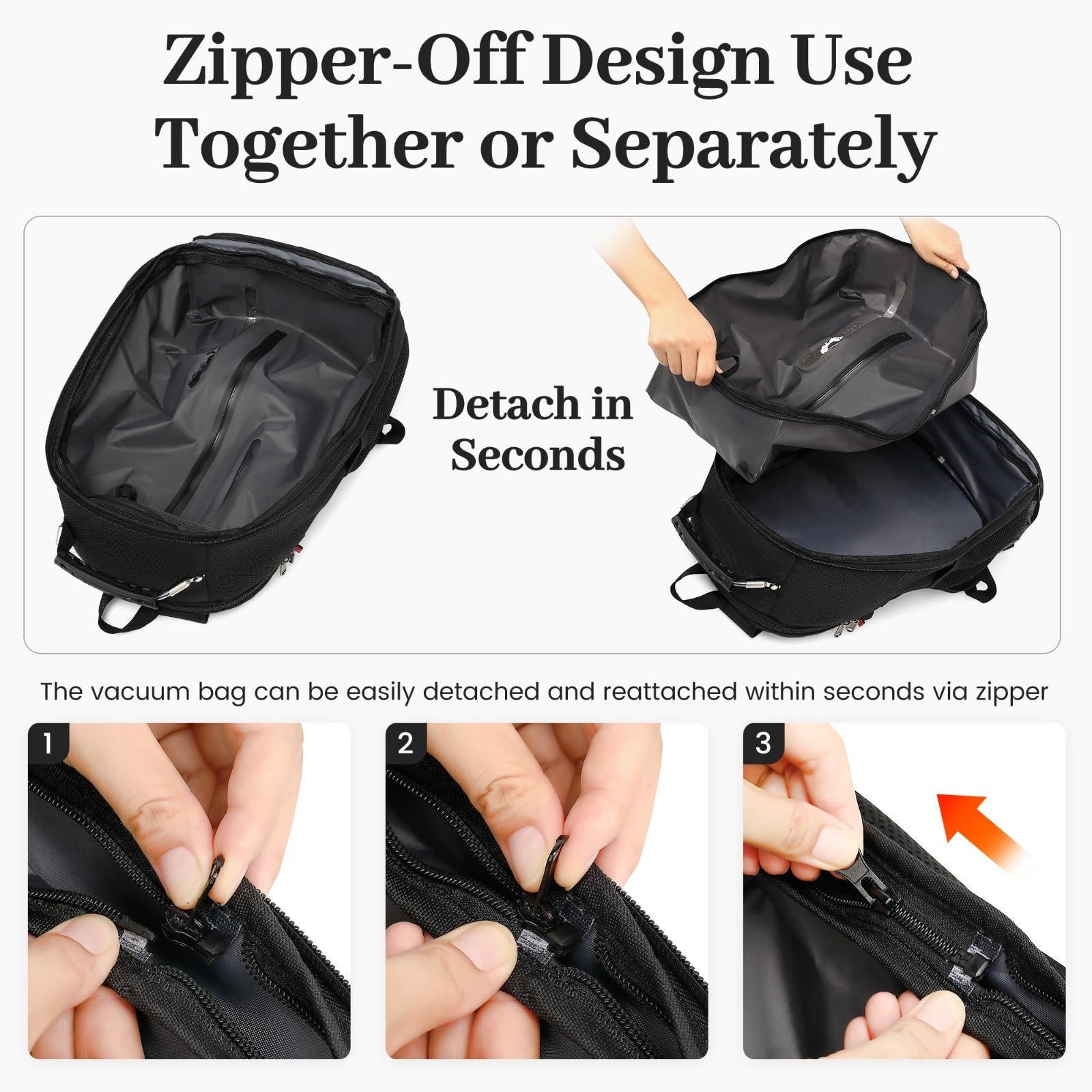 Large 55L Vacuum Seal Backpack for Travel with Detachable Compression Bag, Water2