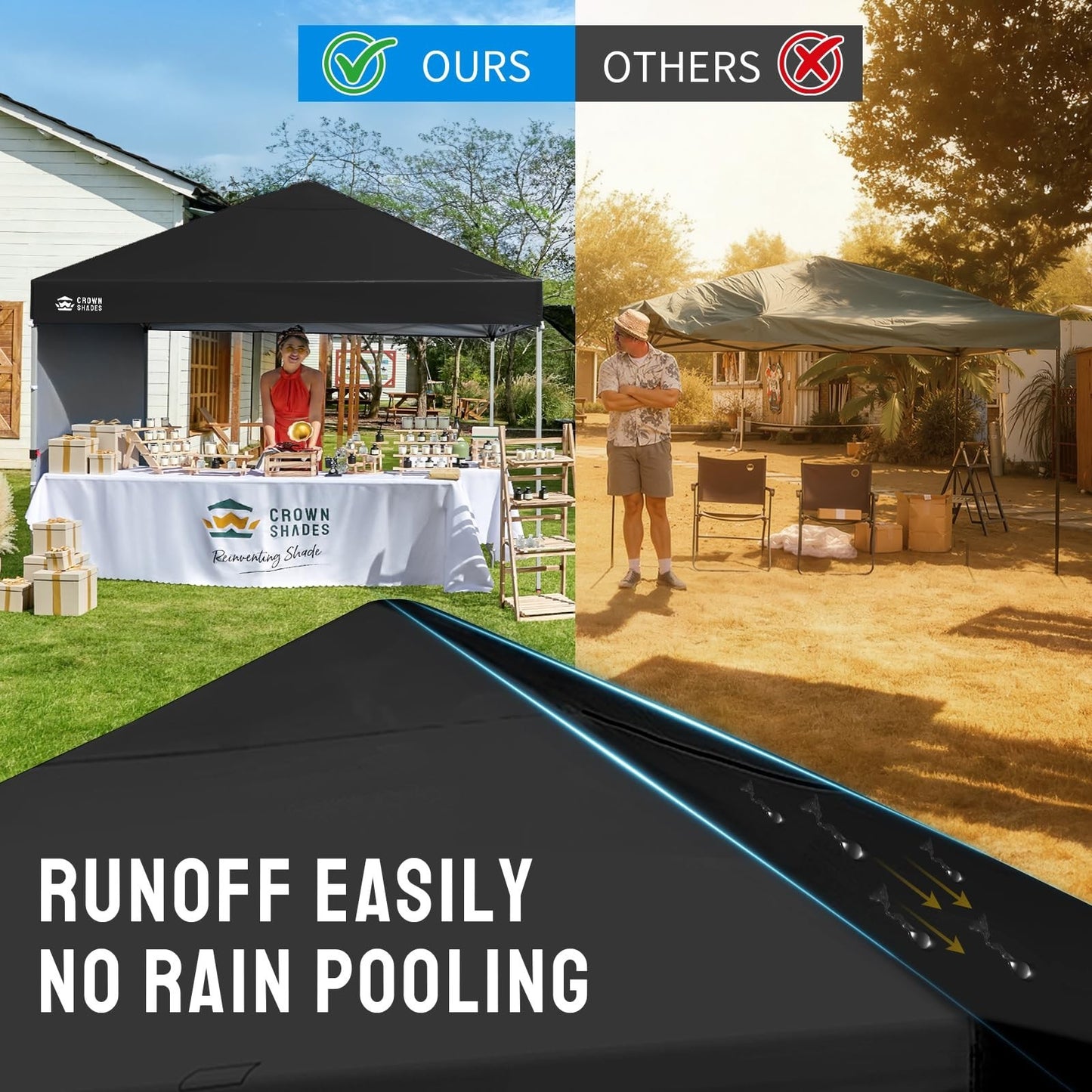 8x8 Pop Up Canopy Tent with Side Wall   Easy Setup Outdoor Gazebo, Beach Shade,6