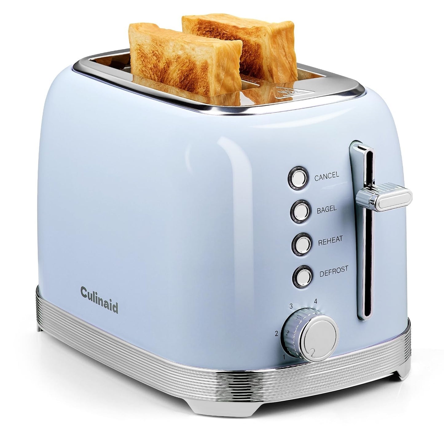 Retro 2 Slice Stainless Steel Toaster, Blue   Stylish Kitchen Appliance, Fast To1