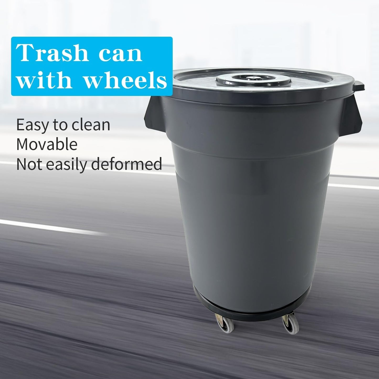 32 Gallon Heavy Duty Outdoor Trash Can with Lid & Wheels | Round, Ideal for Pati4