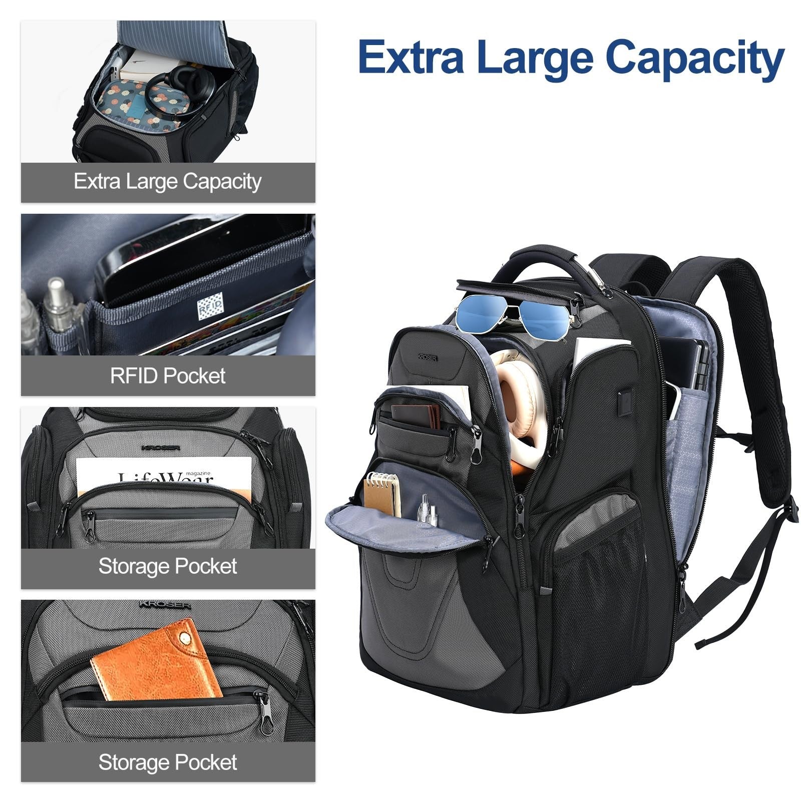 XXXL Travel Laptop Backpack 18.4 Inch, Waterproof Computer Bag for Men & Women3