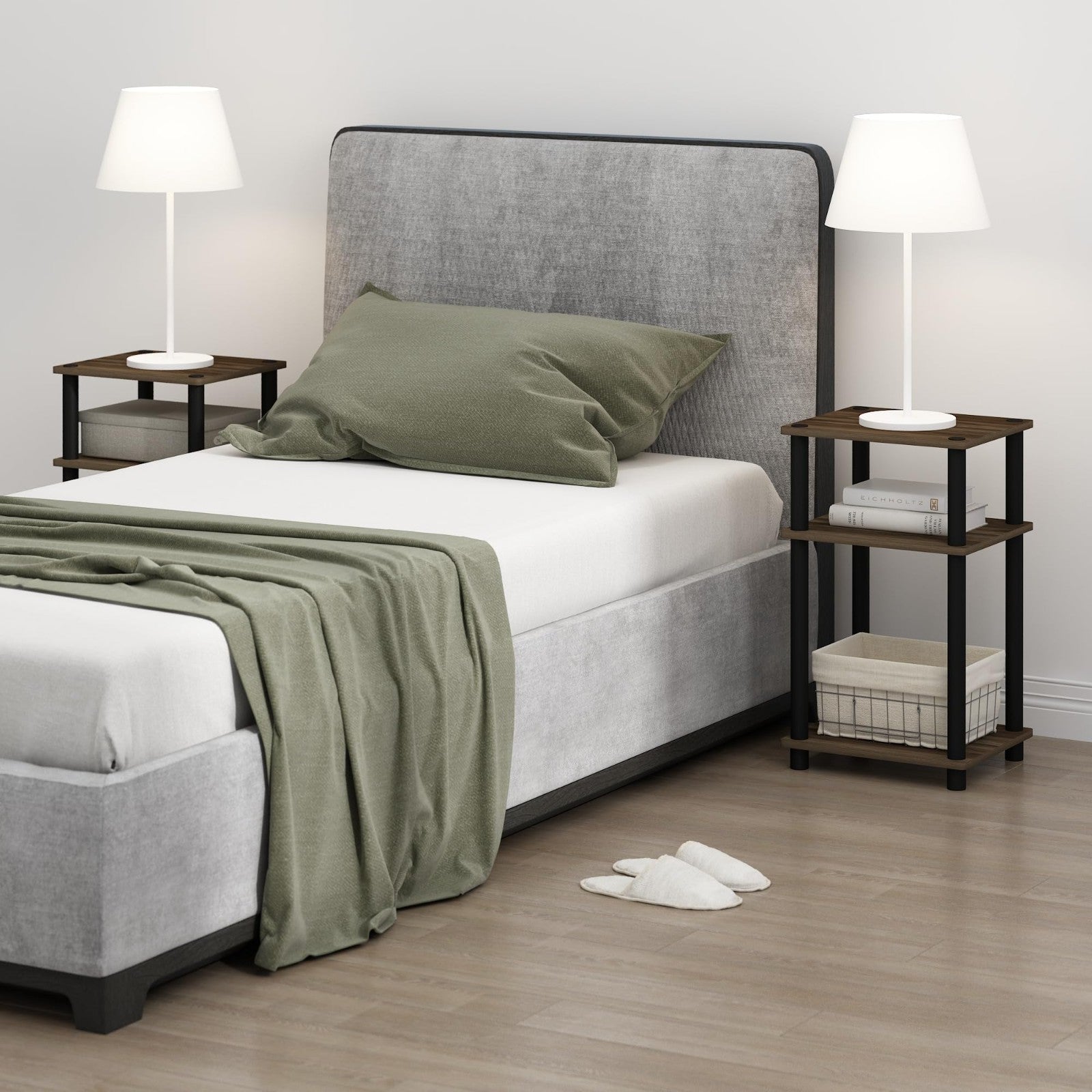 3-Tier Side Table with Open Shelves, Nightstand, Toolless Assembly for Living Ro5