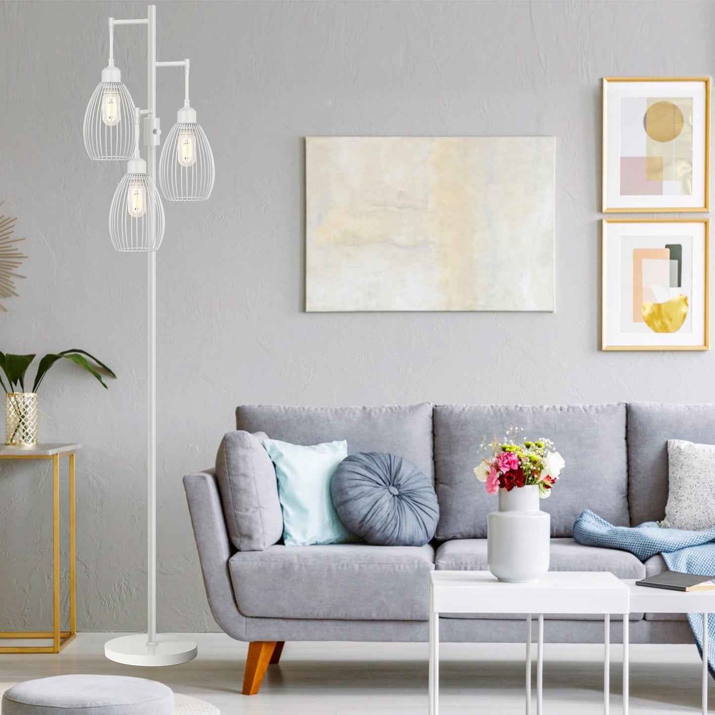 Dimmable Floor Lamp with 3 LED Edison Bulbs, Industrial Teardrop Design for Home4