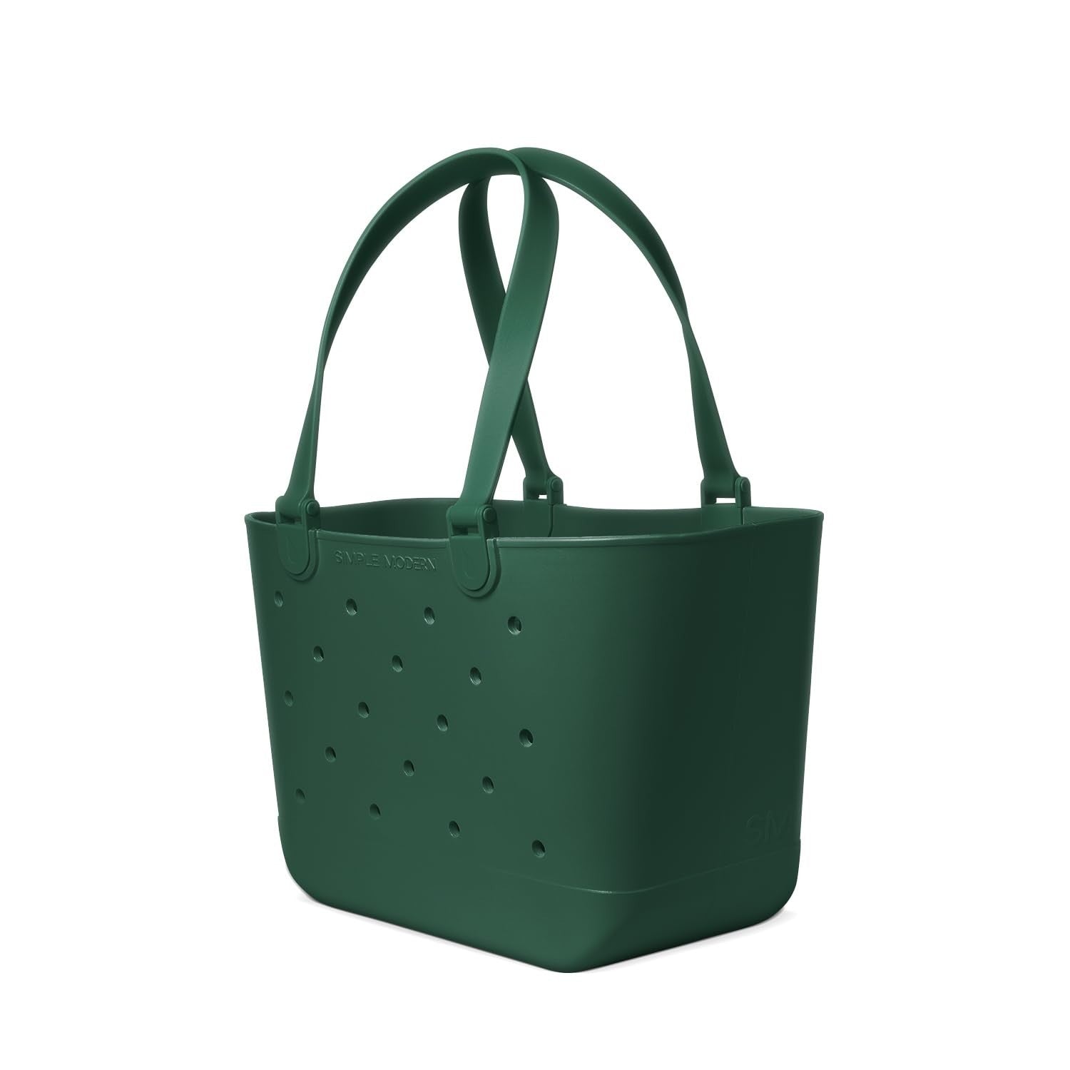 Large Waterproof Rubber Beach Tote Bag - Green Getaway Bag with Zipper Pocket fo3