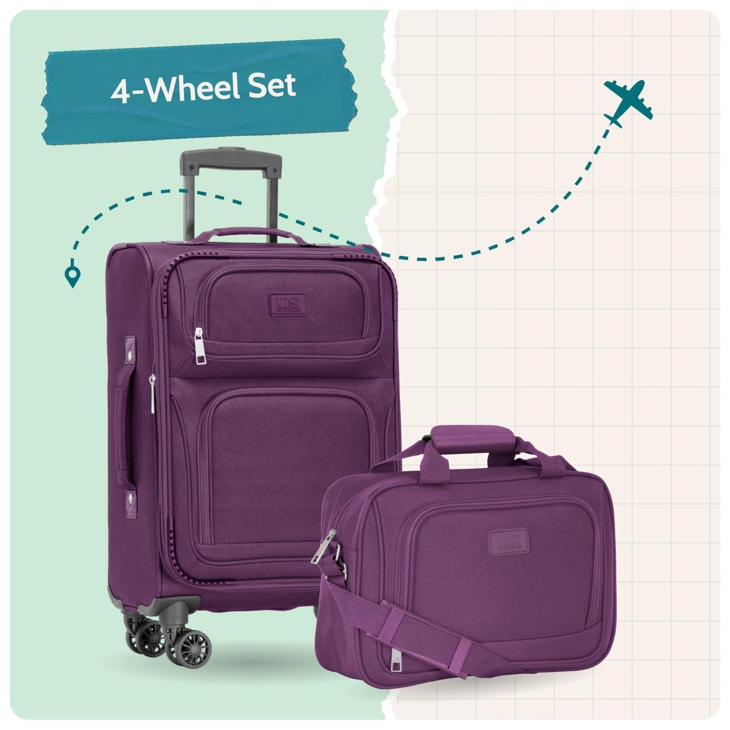 Lightweight Softside Rolling Carry-On Suitcase, 4-Wheel Travel Luggage, Teal6