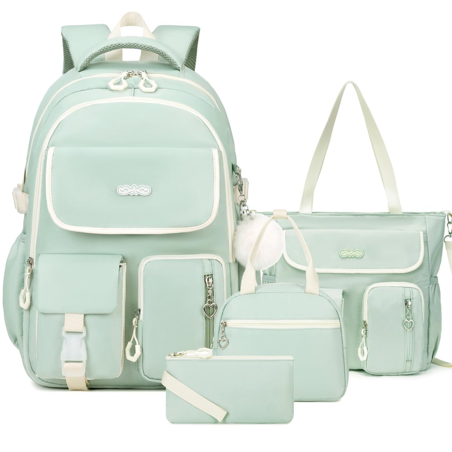 4PCS Girls Backpacks Set with Tote Bag, Lunch Box & Pencil Pouch   School Suppli1