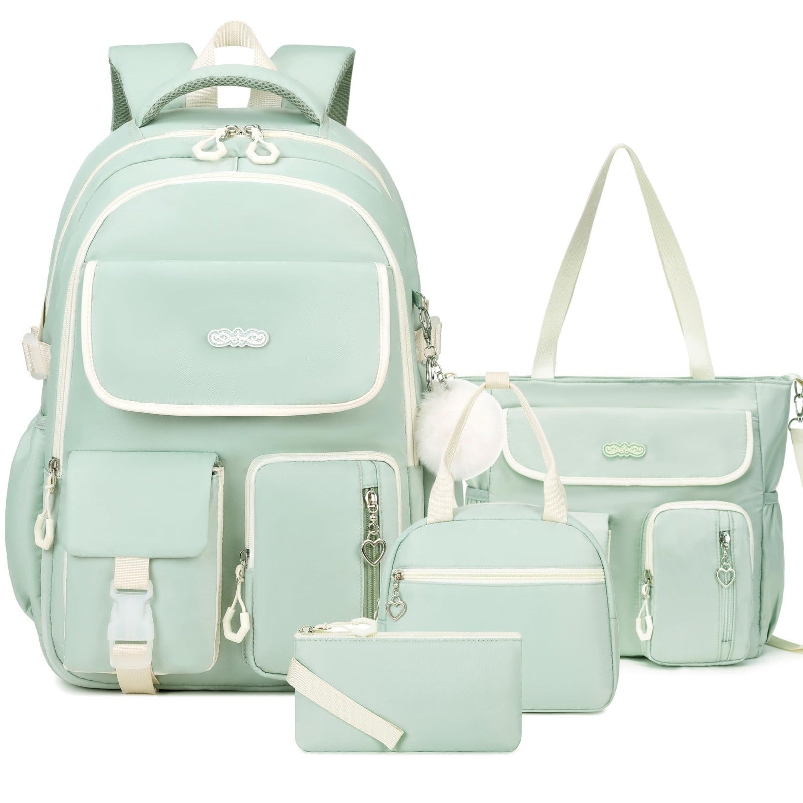 4PCS Girls Backpacks Set with Tote Bag, Lunch Box & Pencil Pouch   School Suppli1