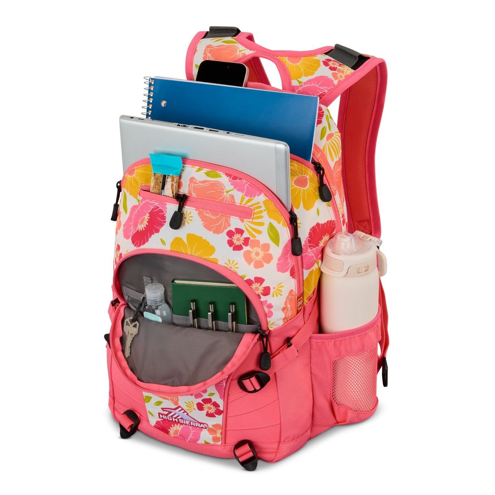 Versatile Travel & Work Backpack with Tablet Sleeve   Surf Floral/Pink Design3