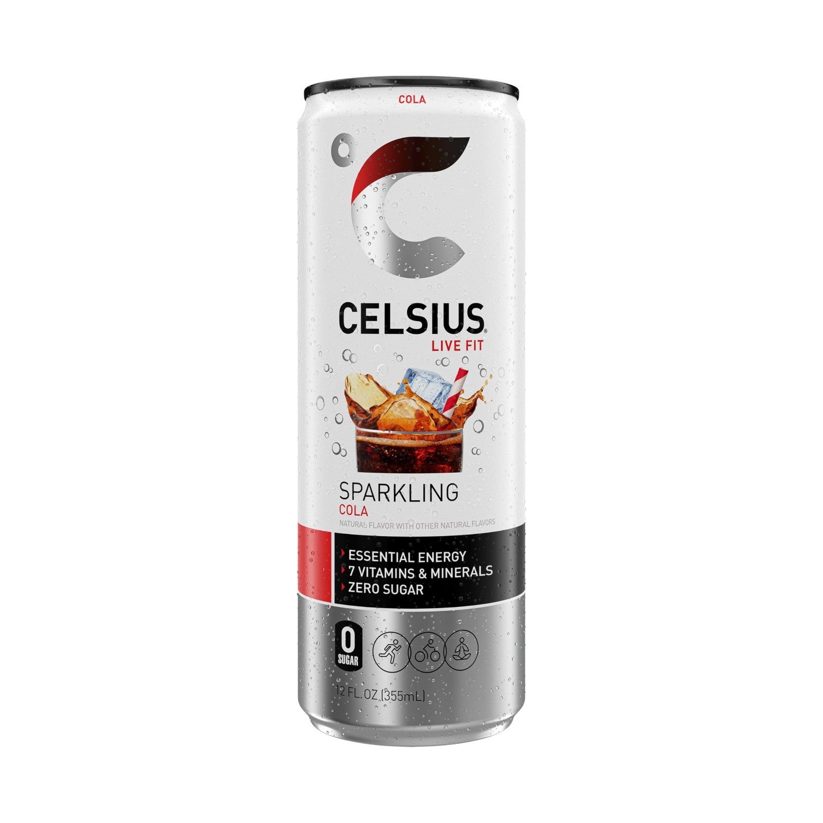 Sugar Free Sparkling Cola Energy Drink, 12 Fl Oz, Pack of 12 Cans, Refreshing Bo3