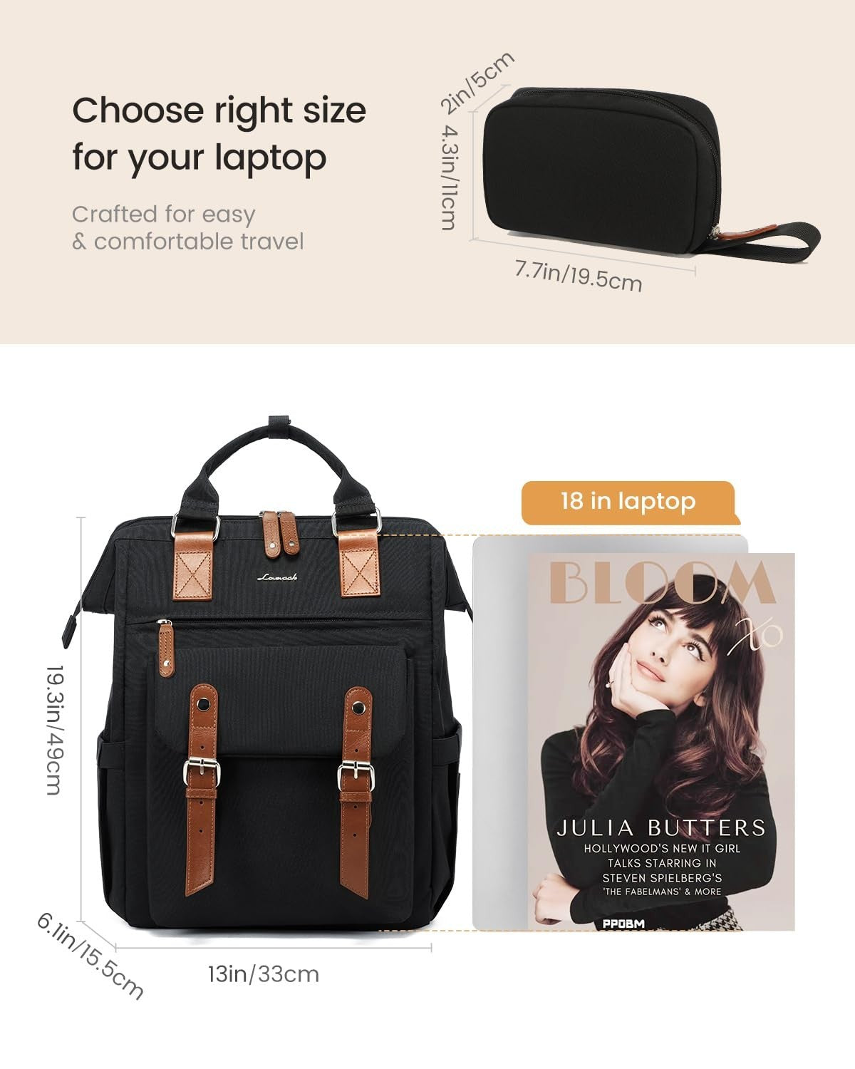 Extra Large Travel Laptop Backpack for Women   18" Work Commuter Bag with Luggag6