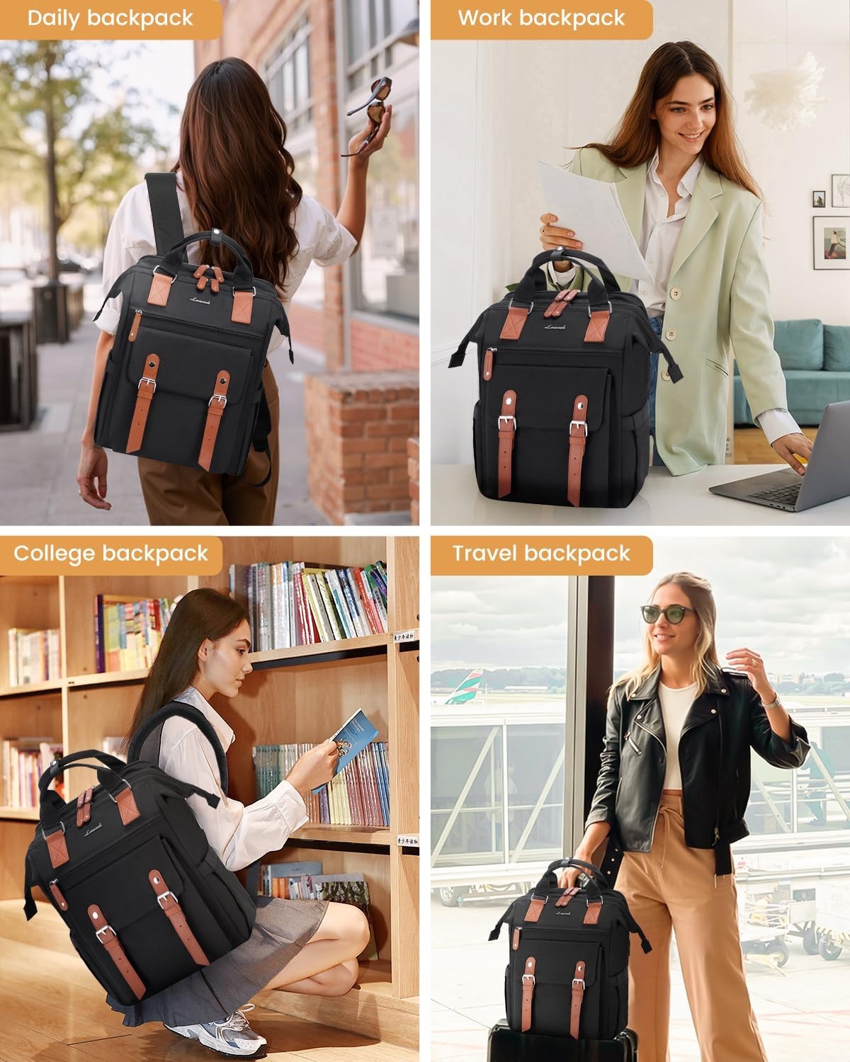 Stylish 17" Laptop Backpack for Women   Work, Travel, School, Casual Daypack8
