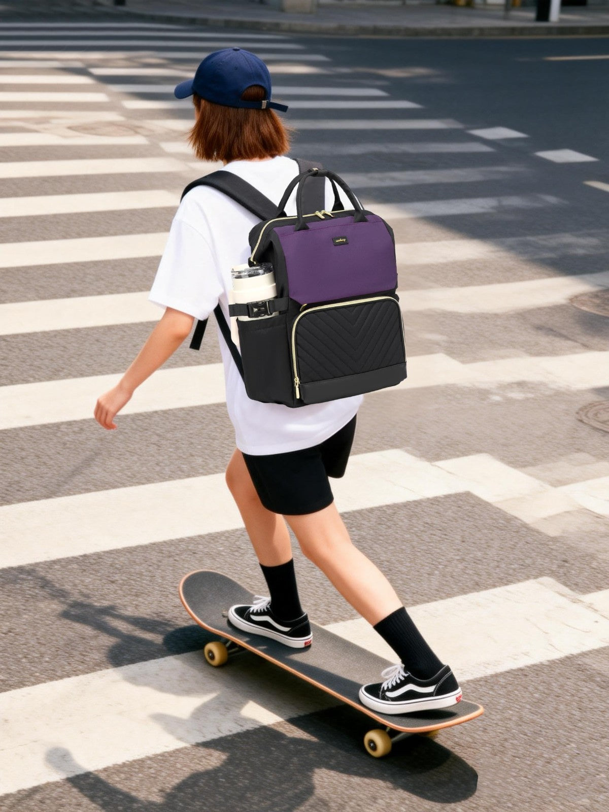 Stylish Laptop Backpack for Women   USB Charger, Cup Holder, Travel Bookbag, Gif2
