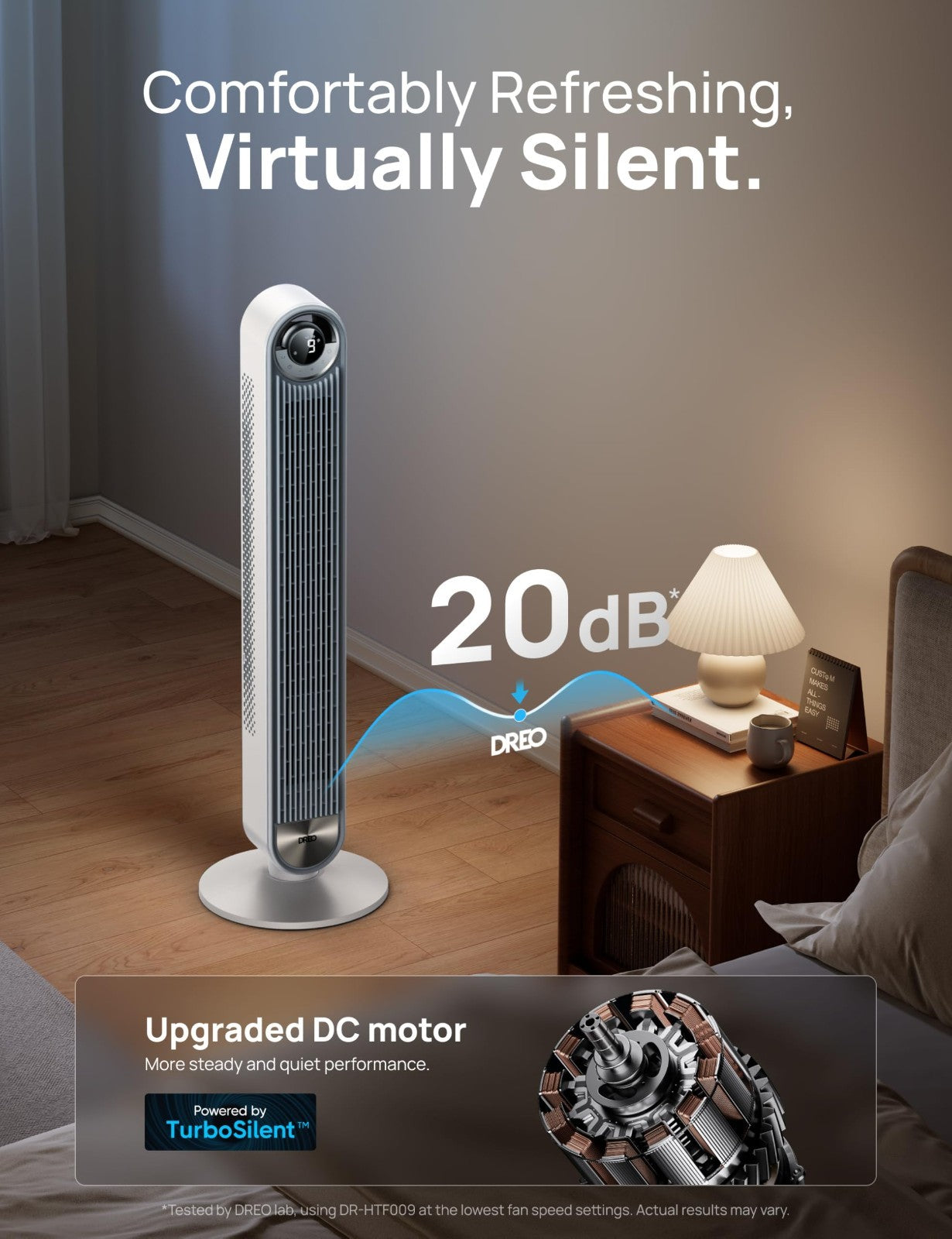 Bladeless Tower Fan with 9 Speeds, 90° Oscillation, 20dB Quiet, 12H Timer   Idea3