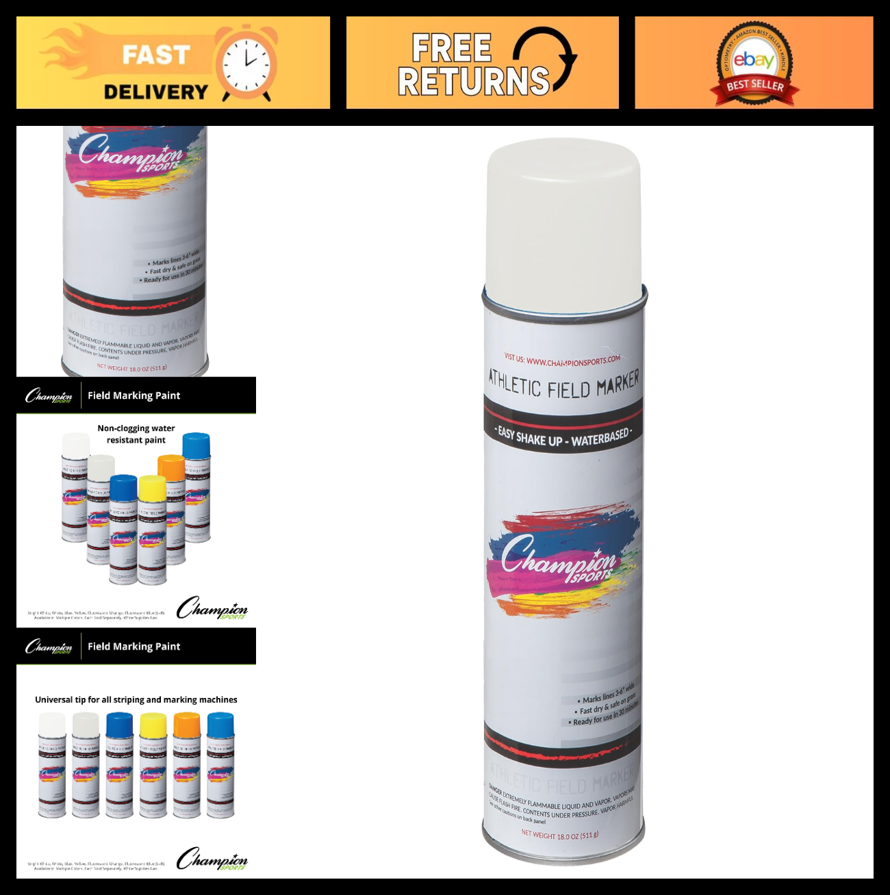 Field Marking Paint Case of 12 - White 20 oz Spray for Sports & Events0