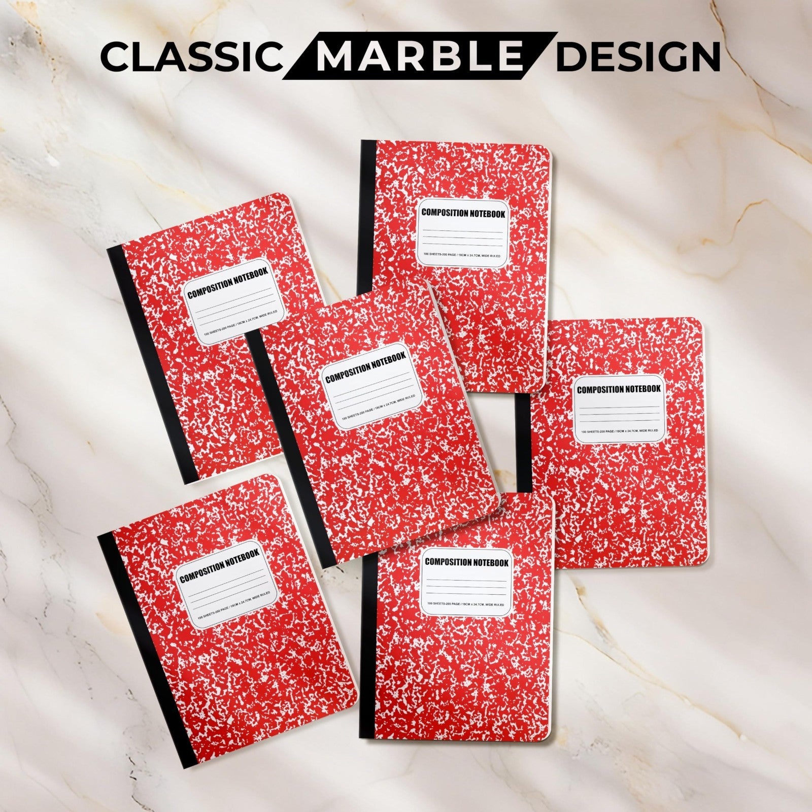 12 Pack Composition Notebooks - Wide Ruled, 100 Sheets Each, Durable Hard Cover,4