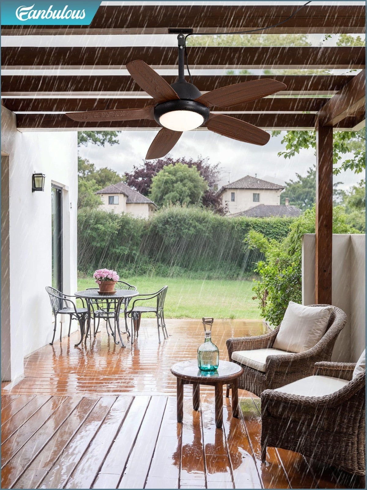 42" Waterproof Outdoor Ceiling Fan with Light   Perfect for Patio & Deck, Brown7