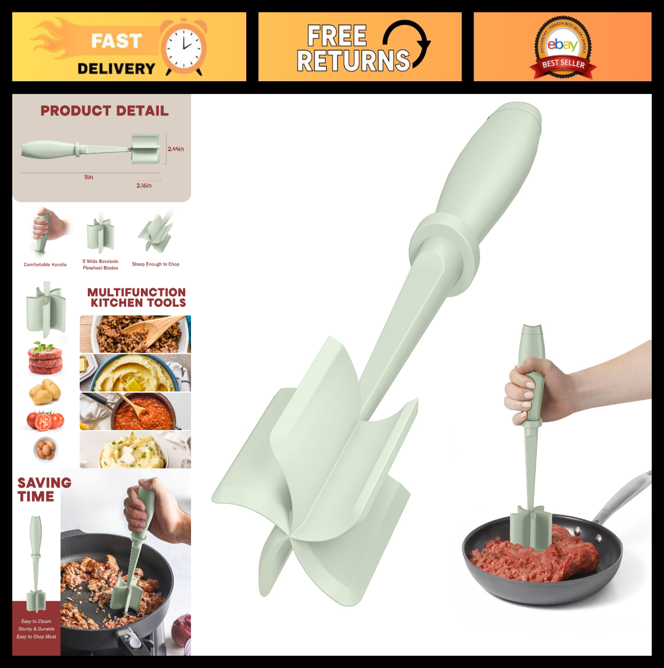Meat Chopper & Hamburger Grinder   5 Blade Heat Resistant Kitchen Tool, Dishwash0