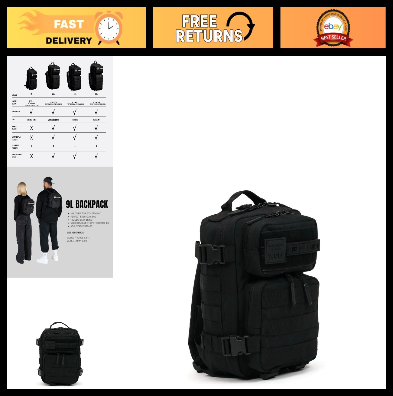 Tactical Backpack for Men & Women | Compact Lightweight Everyday Carry Gym Bag0