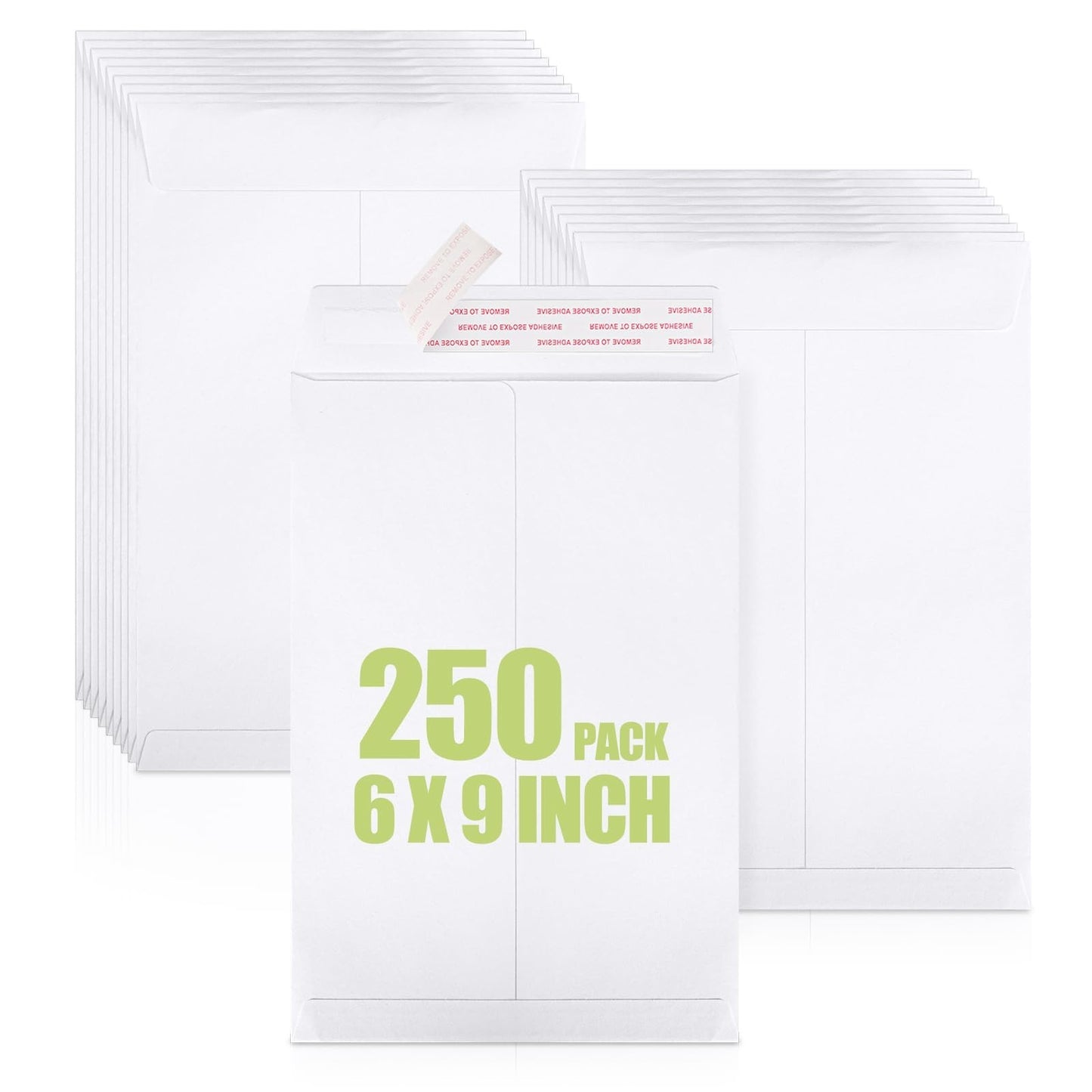 250 Pack White 6x9 Catalog Envelopes | Gummed Seal Open End Mailers for Letters,1