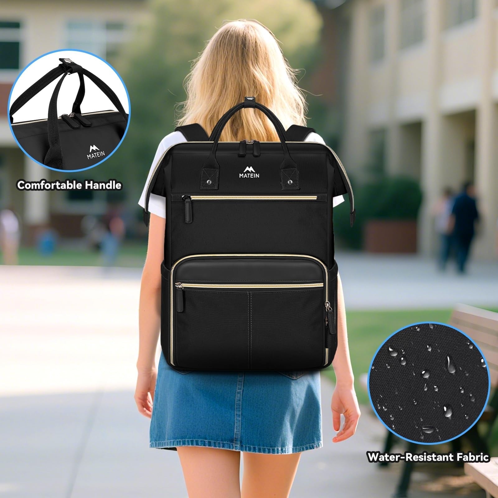 Stylish 15.6" Laptop Backpack with Insulated Lunch Box - Perfect for Work, Trave8