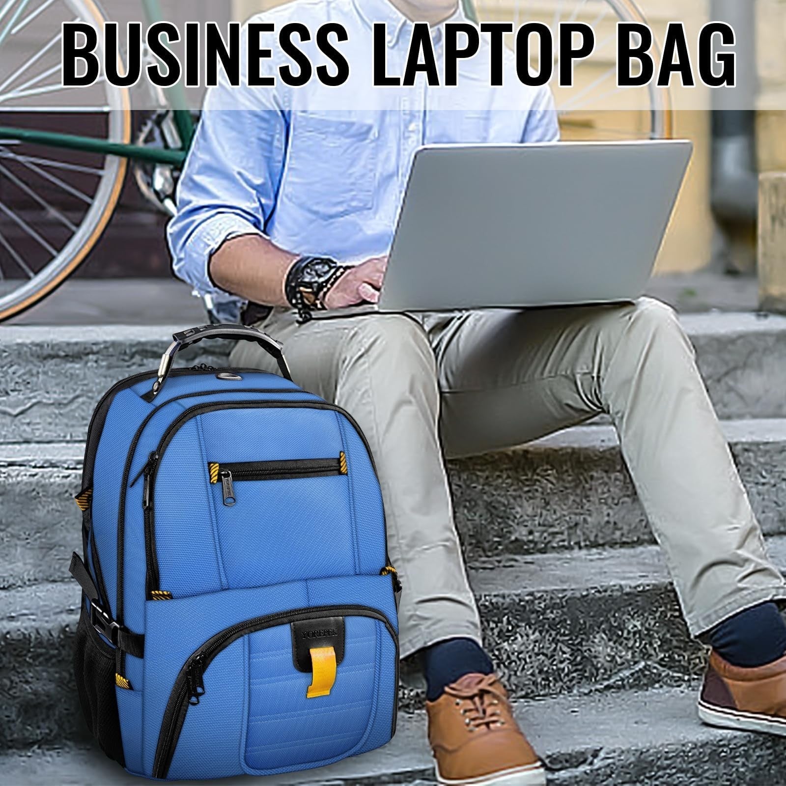 Large Laptop Backpack for Men, Heavy Duty Travel Bag, Waterproof, Multi Compartm4