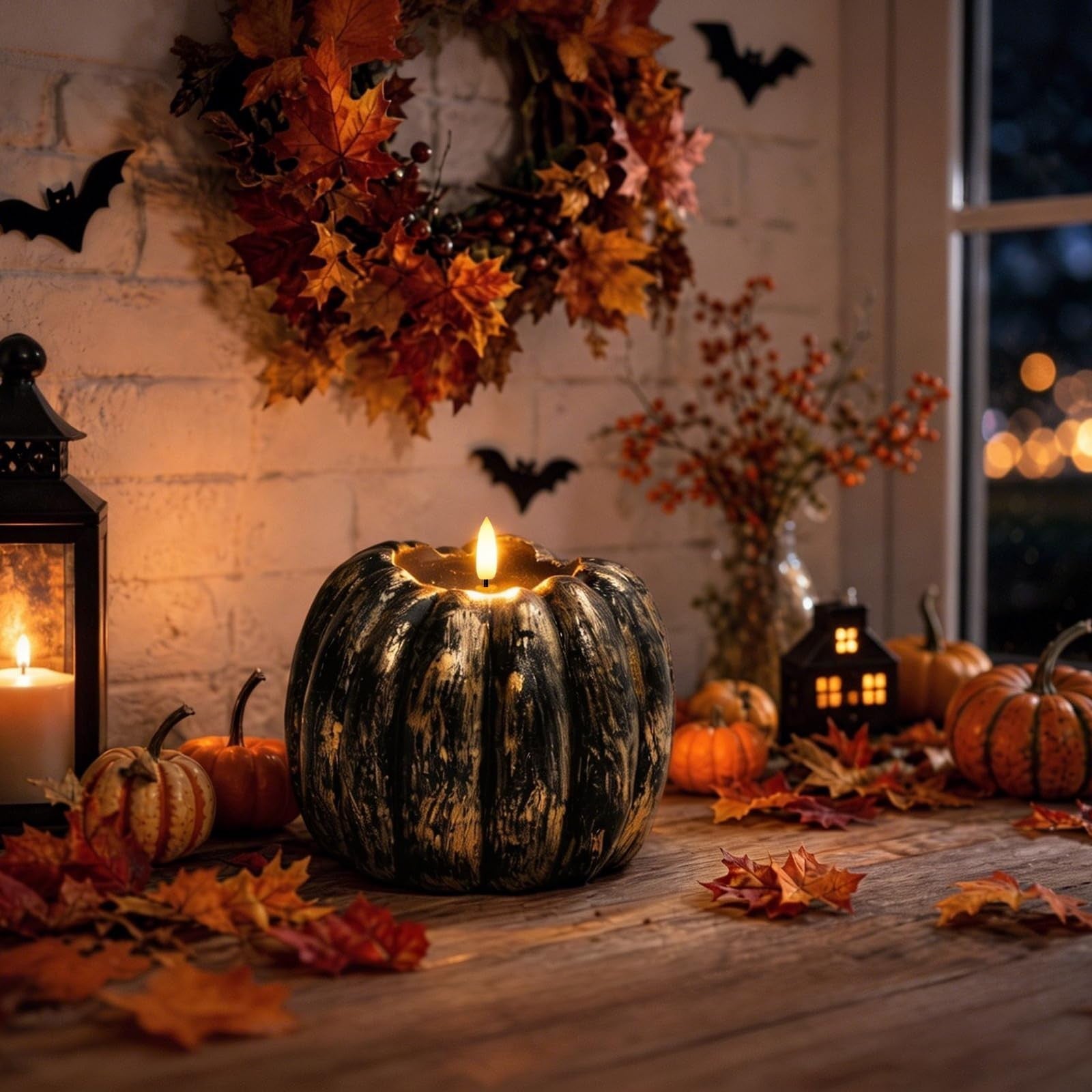 Flameless Pumpkin Candle - Halloween Decor for Home, Party, Table, Battery Opera6