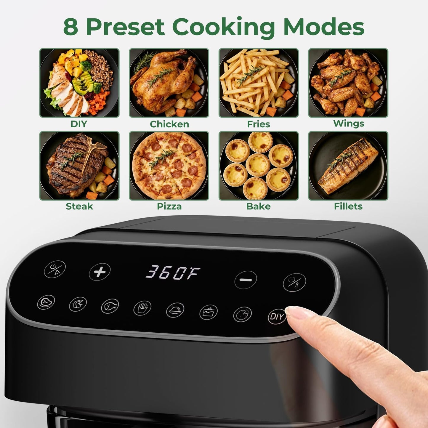 5 Quart Non-Toxic Glass Air Fryer with 8 Preset Modes, BPA-Free & Dishwasher Saf4
