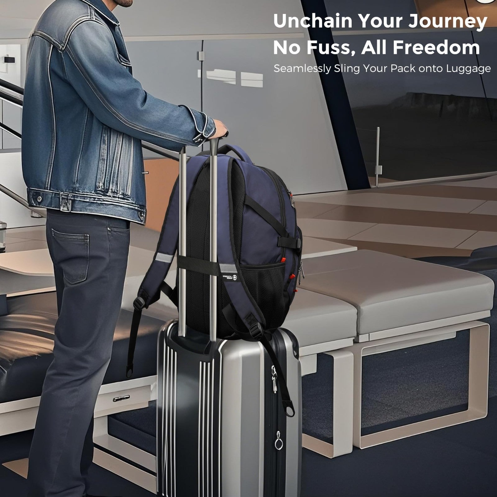 Travel Backpack for Men, RFID Protection, USB Charging, Apple Find My, Add A Bag3