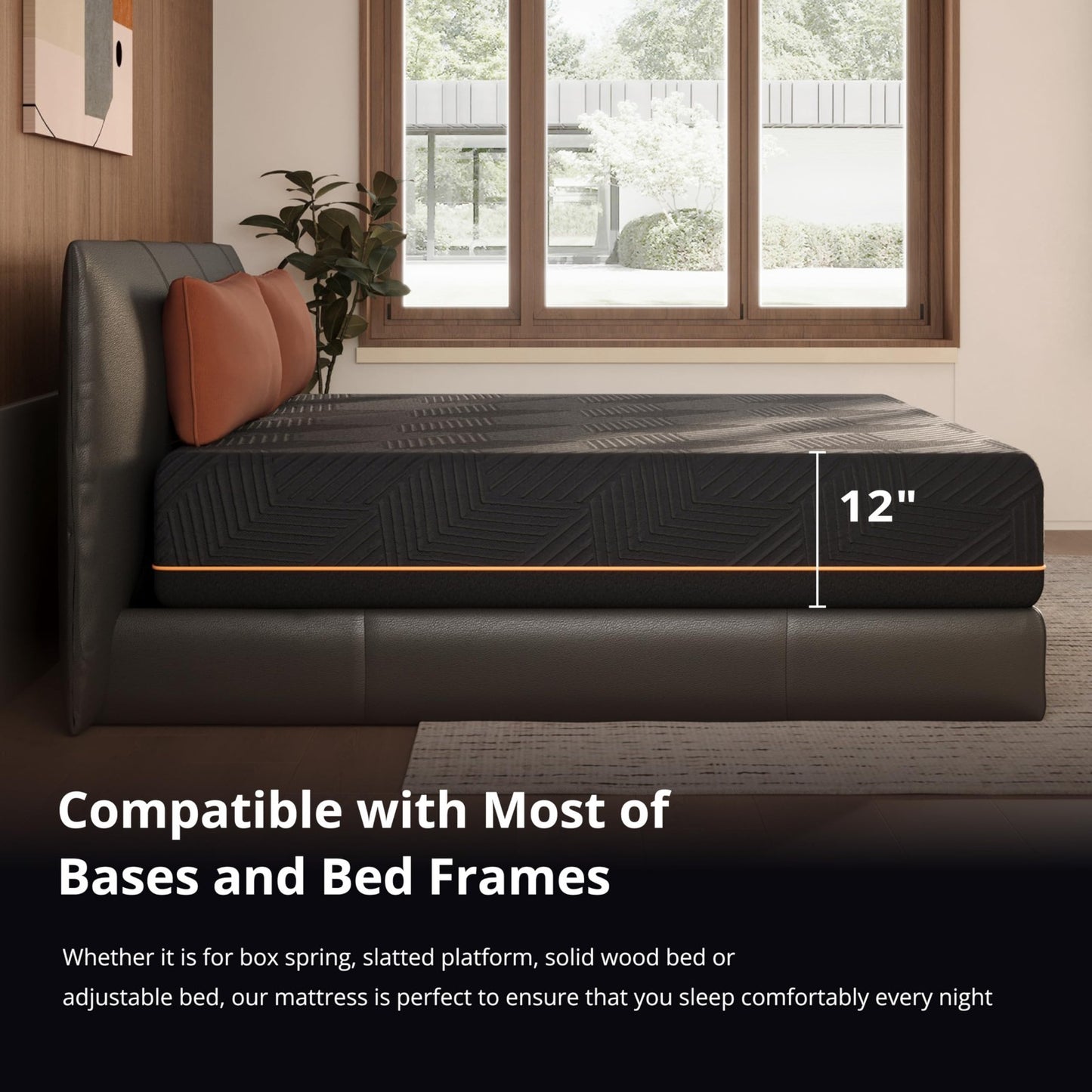 Cal King 12" Memory Foam Mattress   Cool, Medium Firm, Pain Relief, Copper Gel,4