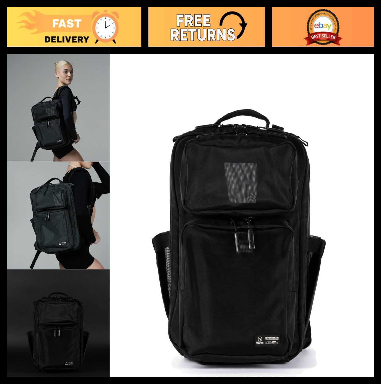 Slim Tactical Gym Backpack   Minimalist Daypack with Laptop Pocket & Cup Holders0