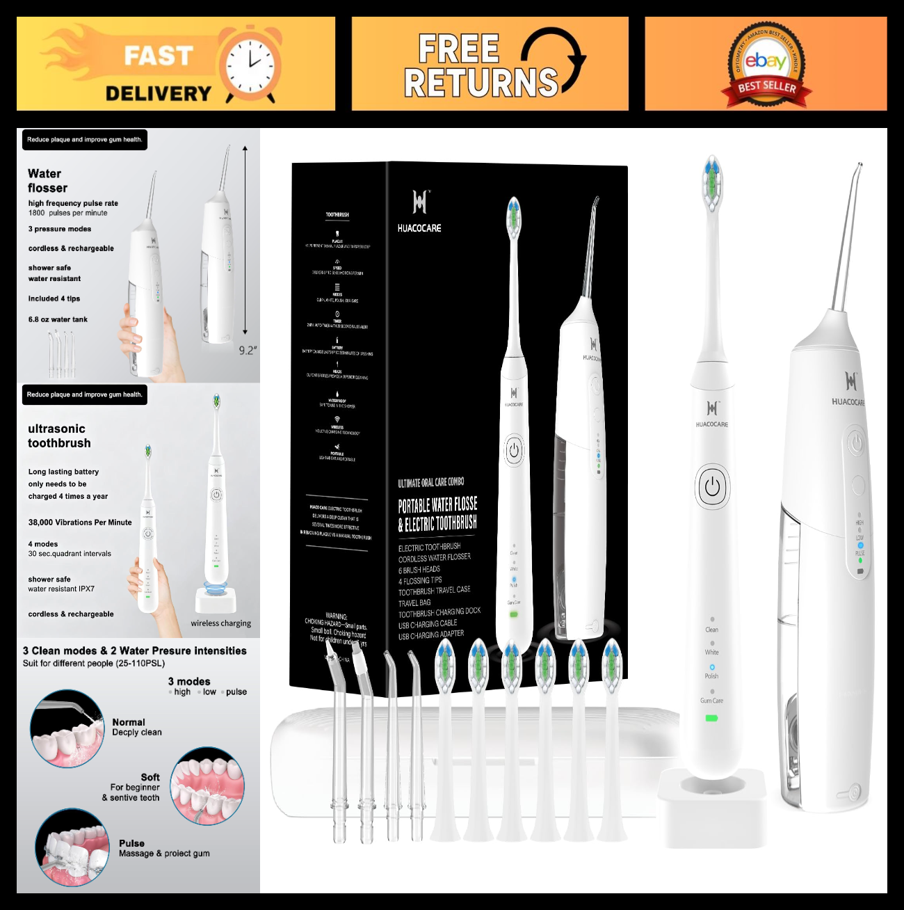 Water Dental Flosser & Electric Toothbrush Combo   2 in 1 Oral Care Kit for Teet0